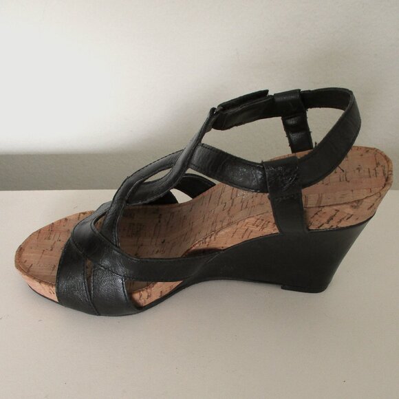 Aerosoles "Wonderplush" Womens Black Ankle-strap Slide w/3.5" Wedge Heel-Size 6M - Picture 7 of 9